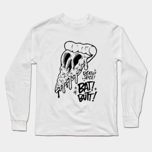 pizza and skull typography black and white Long Sleeve T-Shirt